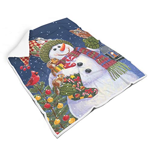 Xuanwuyi Navidad muñeco de nieve cuadrado alfombra caliente para sofá – todas las estaciones adecuado para mujeres, hombres y niños blanco 60x80 pulgadas