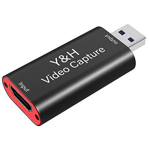 Y&H HDMI Audio Video Capture Card HD 1080P 60fps Record Via DSLR Cam, Action Cam, PS4, Xbox One, 360, Wii U y Nintendo Switch, para la transmisión de vídeo en directo, Game Live, Zoom Skype Meeting