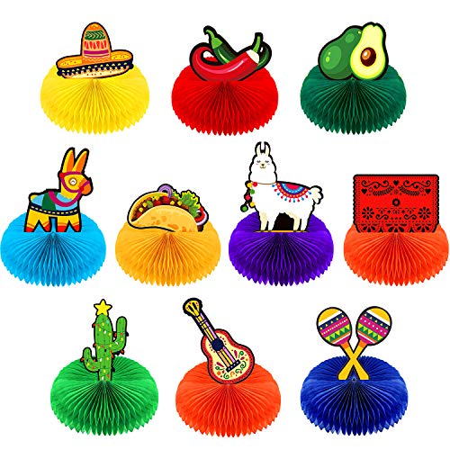 10 Centros de Mesa de Panal de Fiesta Decoración de Fiesta de Mesa de Taco de Cinco De Mayo de Abanico Decoración de Fiesta de Tema Mexicana para Suministros de Feista Tema Boda Baby Shower Cumpleaños