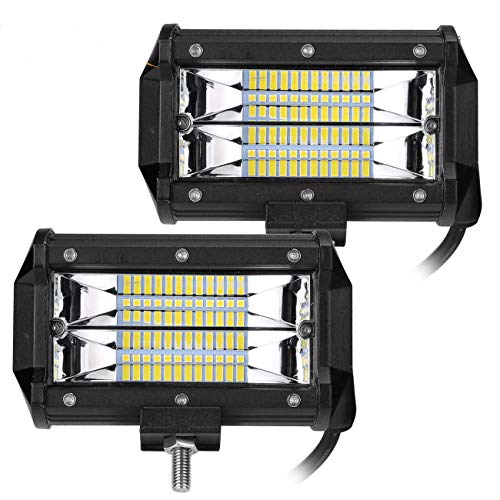 2 X 72W Focos de Coche LED Potentes, 12V-24V LED luces de trabajo IP67 Impermeable de Faros Adicionales Blanco Frío Para off-road, Tractor, Camión, Moto