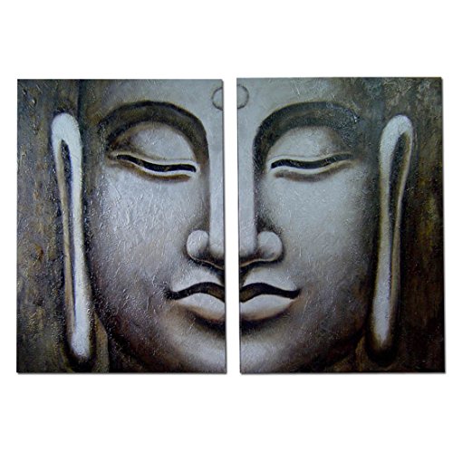 2(100x75) cm Cuadros Grandes Pintados en Lienzo Modernos - figurativos – Diptico -Cuadros de Buda, Arte para tu decoración
