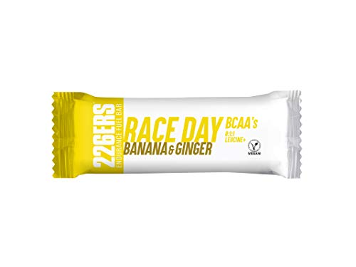 226ERS Endurance Fuel Bar Race Day, Barritas Energéticas Veganas con BCAA's 8:1:1 y Vitaminas, Plátano y Jengibre - 30 barras x 40 gramos