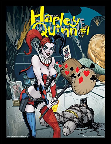 30 x 40 cm de la Liga de la Justicia #1 Pulgada Harley Quinn impresión enmarcada