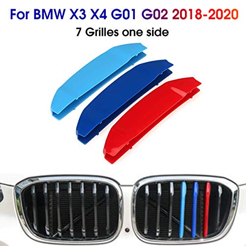 3D Coche Rejillas Frontales Para BMW X3 X4 G01 G02 2018 2019 2020 Parrilla Delantera Trim M-Colore Cubierta Pegatinas Decoración 3 Piezas