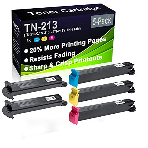 5 cartuchos de tóner compatibles con BizHub C200 C203 (alta capacidad) para impresora láser Konica Minolta TN-213 TN213 (TN-213K TN-213C TN-213Y TN-213M)