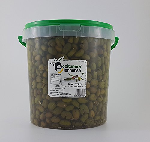 Aceituna Okal Verde Machacada 100% Natural | Aceitunera Jiennense | Cubo 11 kgs (Peso Neto)