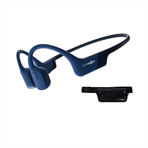 AfterShokz Aeropex, Auriculares Deportivos Inalámbricos con Bluetooth 5.0, Tecnología de Conducción Ósea, Diseño Open-Ear, Resistente al Polvo y al Agua IP67,Blue Eclipse