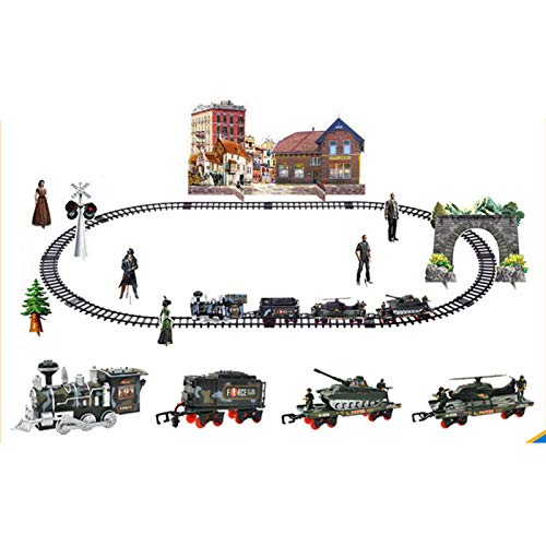 AIHOME Juego de iniciación de tren eléctrico, tren, locomotora de vapor, muchos accesorios y simulación de sonido, modelo locomotora, juego completo con accesorios