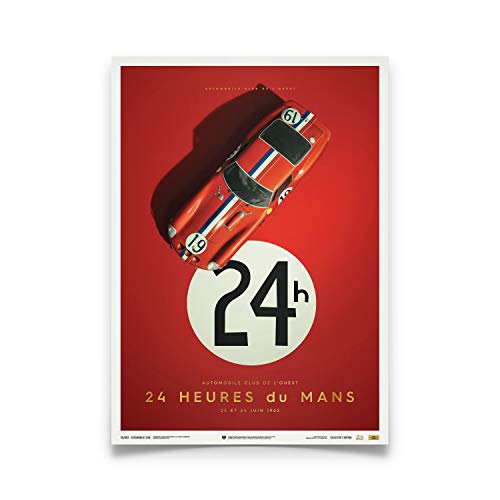 Automobilist | Ferrari 250 GTO - Rojo - 24h Le Mans - 1962 - Edición Coleccionista | Tamaño estándar 19 ¾ x 27 ½ pulgadas