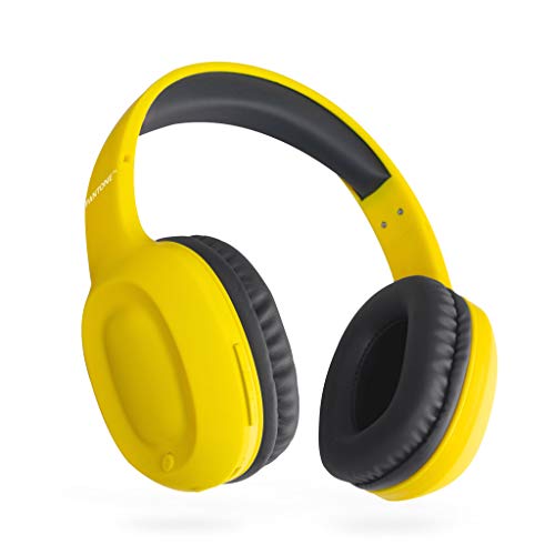 Balvi Cascos Bluetooth Pantone Color Amarillo Inalámbrico (hasta 10m) o con Cable (Incluido) Función Entrada de Llamadas, Manos Libres y Controles Plástico ABS