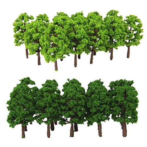 Baoblaze Modelo de Árboles Verdes 8cm Alto 1/150 Escala N para Diseño Escena Layout Diorama 40 Pedazos