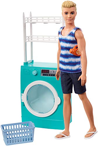 Barbie Ken Muñeco con lavadora Giratoria y Accesorios de la Colada (Mattel FYK52)
