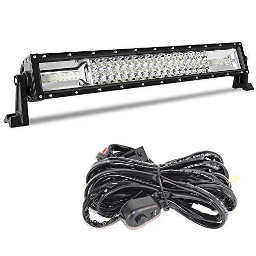 Barra de luces LED de trabajo Spot Flood Combo de 22 pulgadas para camión, coche, ATV, SUV, 4x4, camión, barco, lámpara de conducción y kit de cableado (22 pulgadas)