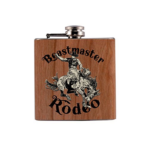 Beastmaster Rodeo - Petaca con chapa de madera auténtica, para jinetes entusiastas y amantes de los caballos Rodeo