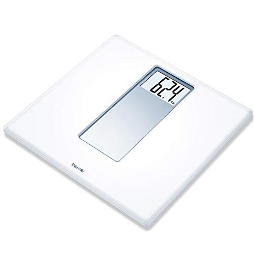 Beurer PS160 - Báscula de baño, báscula con pantalla LCD dígitos grandes de 4.7 cm, capacidad 180 KG, diseño retro en color blanco