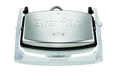 Breville DuraCeramic VST071X Sandwichera de tamaño mediano con revestimiento, 1000 W, 0 db, cerámica, Inox, planchas lisas, color gris