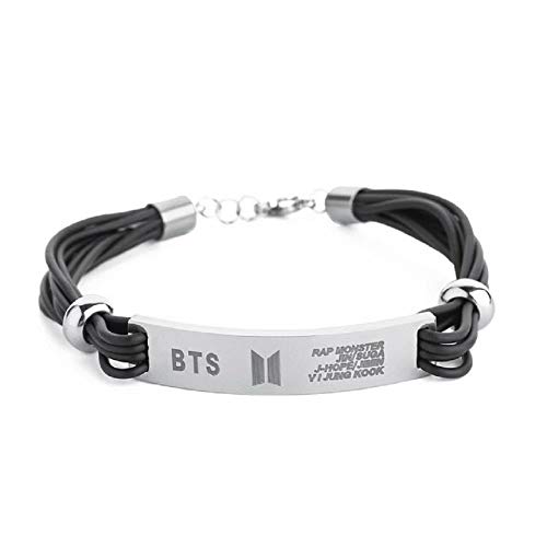 BTS Titanium Steel Silicone Bracelet Wristband Personalized Fashion Stainless Steel Jewelry Accessories (3 Pieces Shipped Randomly)