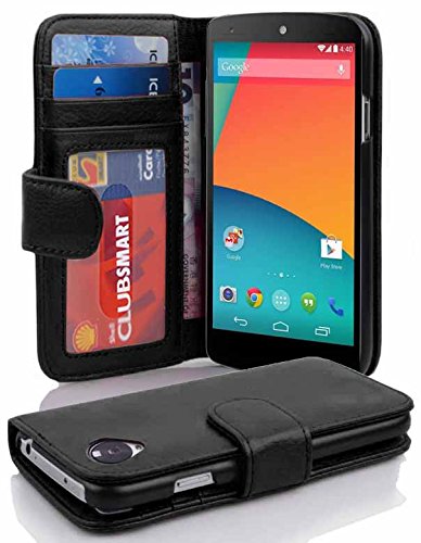 Cadorabo Funda Libro para LG Nexus 5 en Negro ÓXIDO - Cubierta Proteccíon con Cierre Magnético e 3 Tarjeteros - Etui Case Cover Carcasa