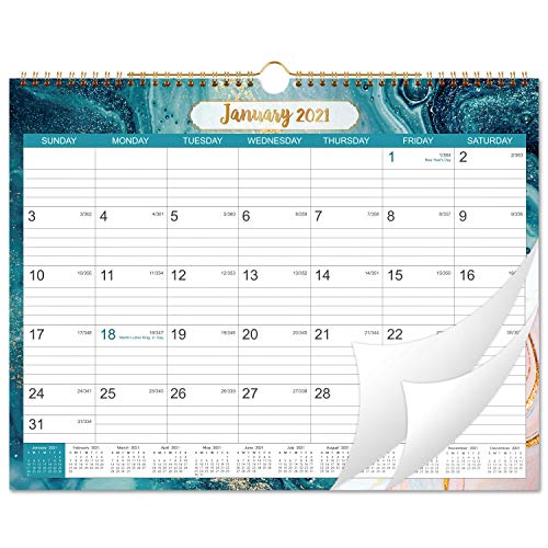 Calendario 2021 - Calendario de pared 2021 con fecha juliana, enero de 2021 - diciembre de 2021, encuadernado con alambre doble, 14,76 "x 11,6", papel grueso, 6 patrones de fondo diferentes