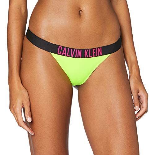 Calvin Klein Brazilian-n Parte de Arriba de Bikini, Amarillo (Safety Yellow ZAA), (Talla del Fabricante: Small) para Mujer