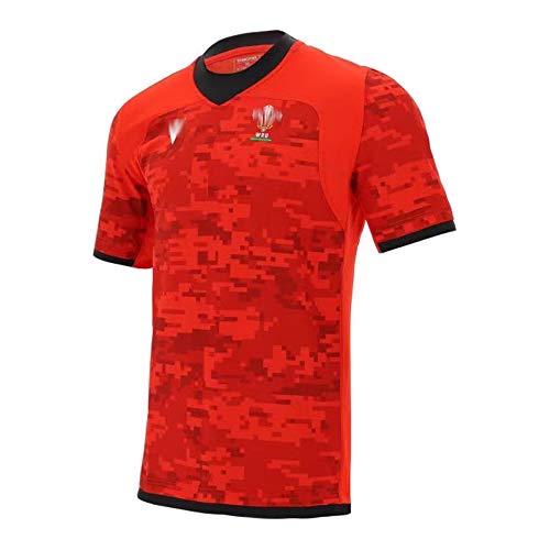 Camiseta de Entrenamiento de Rugby de Inglaterra Gales 2021 para Hombres, Mujeres, niños, jóvenes, Verano, Camiseta de Rugby de Manga Corta con Logotipos para Regalo de cumpleaños, Rojo, tamaño gr