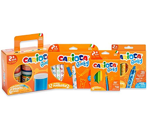 Carioca Set Baby 2+ | 53222 - Kit Colores: Rotuladores, Lápices, Témperas y Ceras para Bebés y Niños a Partir de los 24 Meses, 36 Unidades