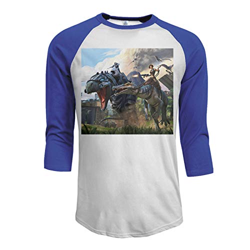 Charity Packer Ark-Survival-Evolved Camiseta Casual Hombre Camisas de Manga Media Camisetas Frescas Camisetas Sueltas de algodón Azul Pequeño