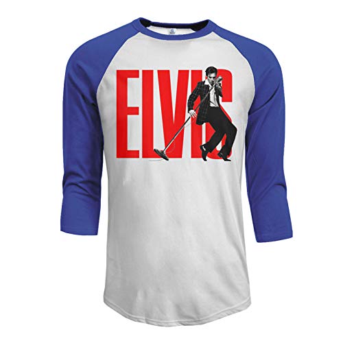 Charity Packer Elvis Aaron Presley Camiseta Casual Hombre Camisas de Manga Media Camisetas Frescas Camisetas Sueltas de algodón Azul Pequeño