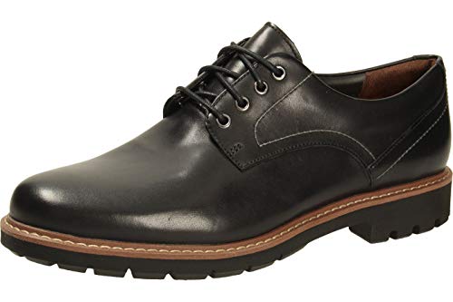 Clarks Batcombe Hall Derby - Zapatos de Cordones para Hombre, Negro (Black Leather), 43 EU