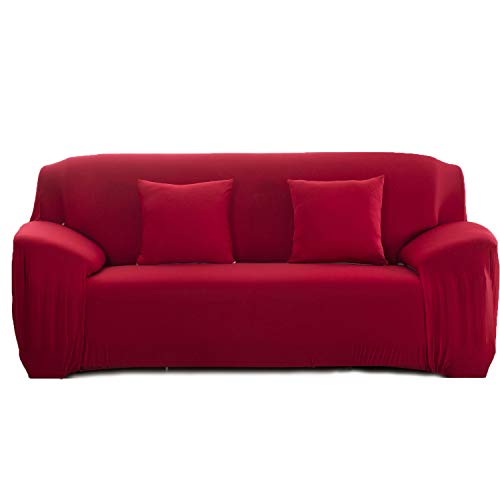 Cornasee Funda de sofá Elastica 2 plazas,Cubierta para sofá con Cuerda de fijación (Rojo,2 Plazas)