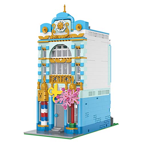 CT-Tribe Modelo de bloques de construcción de arquitectura, tiendas de peluquería, arquitectura modular con 1748 piezas y 4 minifiguras, compatible con Lego – 2 en 1
