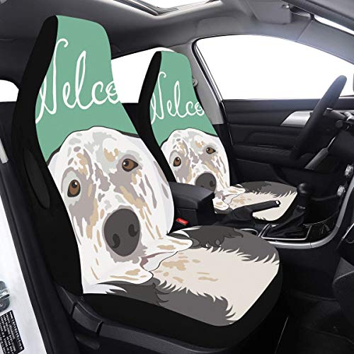 Cubierta de Asiento Reemplazo English Setter Buddy Dog Comfort Funda de Asiento 2 Piezas Universal Fit Airbag Compatible para para Coche SUV Auto Truck Rear Car Seat Cover