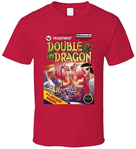 Double Dragon Retro NES Box Art Video Game T Shirt,Medium