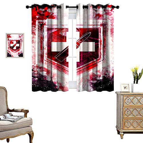 DRAGON VINES Blackout Curtains for Living Room Kids Bedroom Curtains Call of Duty Zombies Perks Juggernog Multifunctional Power Off Curtain Set of 2 Panels W72 x L84