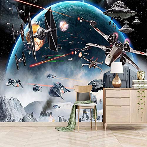 Dsromhgqi mural de papel pintado 450x300cm Ciencia ficción planeta robot nave espacial Impresión de arte moderno 3D Imagen HD Papel tapiz autoadhesivo Papel tapiz Fondo Decoración interior