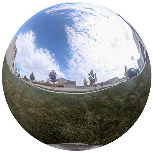 Esfera de jardín de 38 cm, bola de acero inoxidable pulido, reflectante, suave, decoración colorida y brillante, adición a jardín, patio, patio, hogar