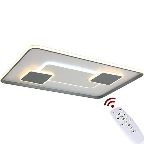 Eurotondisplay 9641CFX, 90 x 60 cm, lámpara LED de techo con mando a distancia, color de luz/brillo ajustable, lámpara de techo blanco/gris (9641CFX, 90 x 60 cm, 224 W)