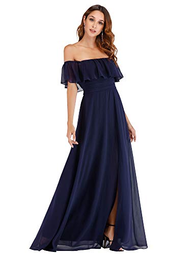 Ever-Pretty A-línea Vestido de Noche Verano para Mujer Azul Marino 36