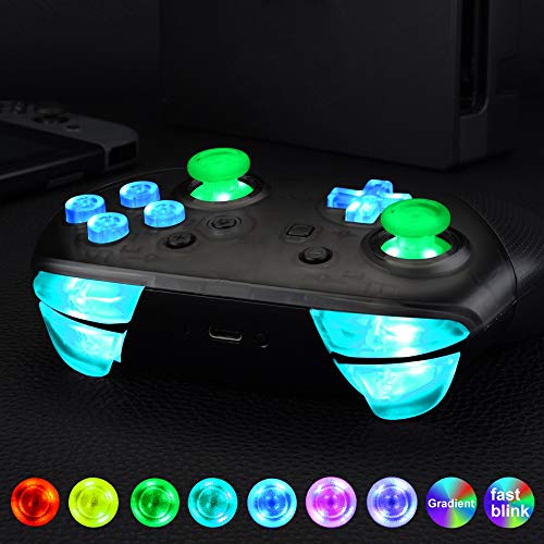 eXtremeRate Multicolores LED Botones para Mando Nintendo Switch Pro Botón de D-Pad Joysticks ABXY ZR ZL L R Teclas DTFS LED Kit para Control Pro Nintendo Switch-DIY 9 Colores Modos 6 Areas(Normal)