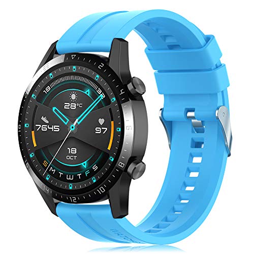 Find-MyWay Conpatible para Huawei Watch GT 2 (46mm)/Watch GT/Watch GT 2e/Watch GT2 Pro Correa para Mujer Hombre,22mm Silicona Deportiva Pulsera de Repuesto Banda Accesorios, Azul