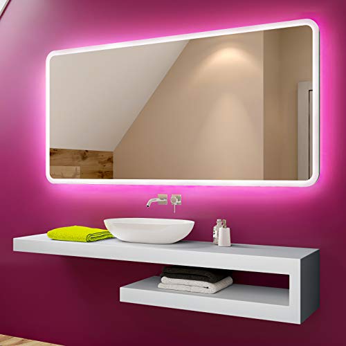 FORAM Espejo de Baño con Iluminación LED - Luz Espejo de Pared con Accesorios - Diferentes tamaños para Baño Dormitorio Maquillaje - L59