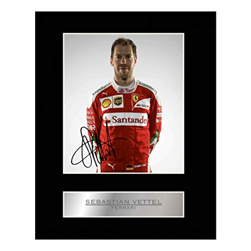 Foto firmada de Sebastian Vettel Ferrari #01 con imagen de regalo autografiada