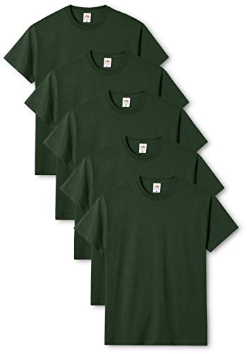 Fruit of the Loom Mens Original 5 Pack T-Shirt Camiseta, Verde (Bottle Green), X-Large (Pack de 5) para Hombre