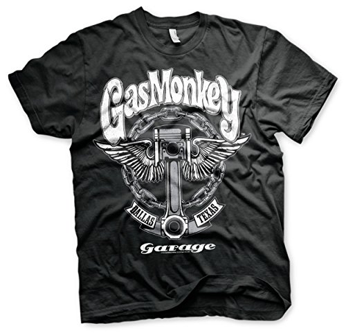 Gas Monkey Garage Big Piston Angel Fast N' Loud Licencia Negro Mens T-Shirt