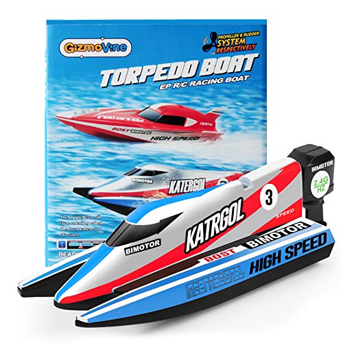 GizmoVine Mini Barco Teledirigido Lancha Teledirigida RC Boat 2.4G High Speed Racing Boat Summer Water Toy para niños (4022 Barco Azul)