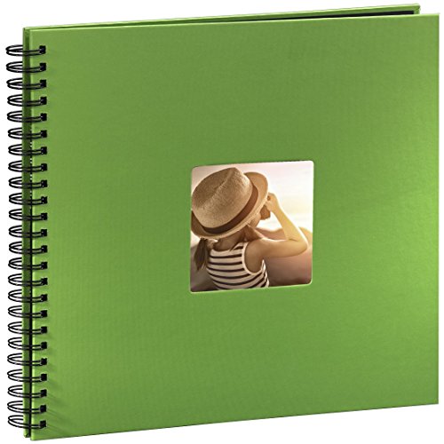 Hama Fine Art - Álbum de fotos, 50 páginas negras (25 hojas), álbum con espiral, 36 x 32 cm, con compartimento para insertar foto, manzana verde