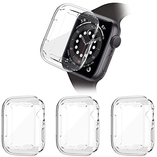 HAPAW Protector de Pantalla Compatible con Apple Watch SE/Series 6/Series 5/Series 4 44mm, [3 paquetes] Funda Protectora de Cobertura Total de TPU Suave Compatible con iWatch Series SE/6/5/4 44mm