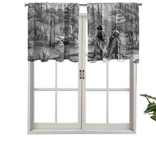 Hiiiman - Cortinas cortas, con bloqueo de luz, diseño Napoleón, para jardín, 1 unidad, 127 x 45 cm, cortina de ventana para sala de estar