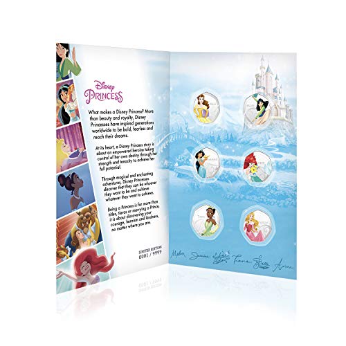 IMPACTO COLECCIONABLES Disney Colección Completa Princesas 01 - 6 Monedas / Medallas Heptagonales 50p, con baño en Plata .999