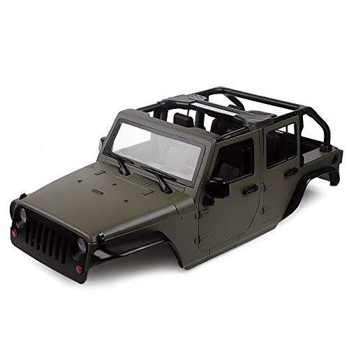 INJORA RC Carrocería Kit 313mm Distancia Entre Ejes Corpo Cuerpo Jeep Wrangler Body Car Shell para 1/10 RC Crawler Axial SCX10 90046 (Oliva)